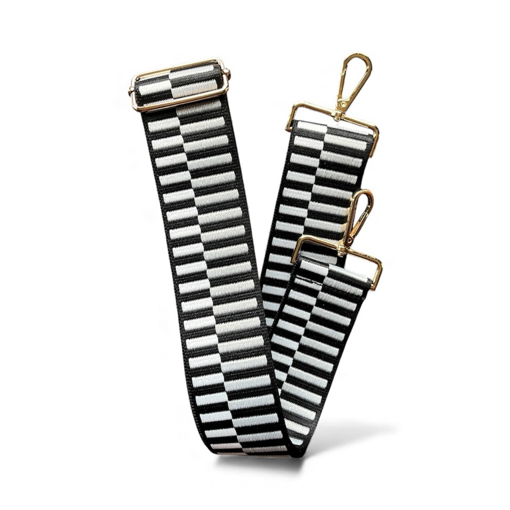 New Woven Adjustable Purse Bag Strap Black White Gray Gold Hardware